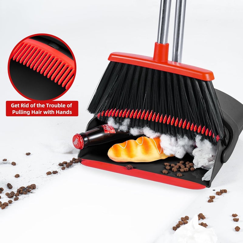 BSKLIN Broom and Dustpan Set for Home,52-in Long Adjustable Handle Angle Broom for Sweeping Indoor Dustpan Teeth to Clean Pet Hair Suitable for Home Kitchen Office - Image 5